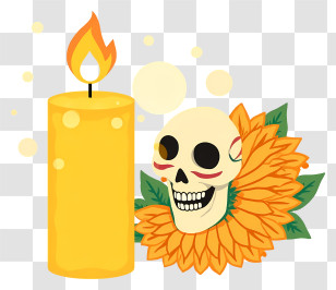 Day Of The Dead Candles - Skull And Candle Altar Illustration Transparent PNG