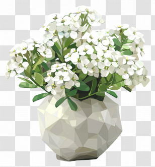 Digital Flower Art - White Flowers In Geometric Vase Transparent PNG