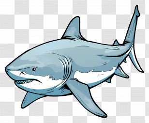 Bull Shark - Cartoon Shark Illustration For Ocean Adventure Transparent PNG