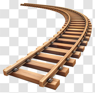 Railroad Track - Curved Wooden Railway Track Transparent PNG