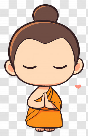 Buddha - Cartoon Monk In Meditation Transparent PNG