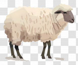 Sheep - Illustration Of A White Sheep Transparent PNG