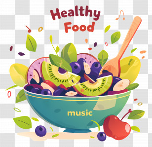Healthy Food - Healthy Food Bowl With Fruits Illustration Transparent PNG