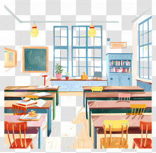 Classroom - Colorful Classroom Illustration Transparent PNG