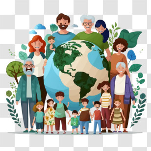 World Population Day
 - Family Surrounding Earth Globe Transparent PNG