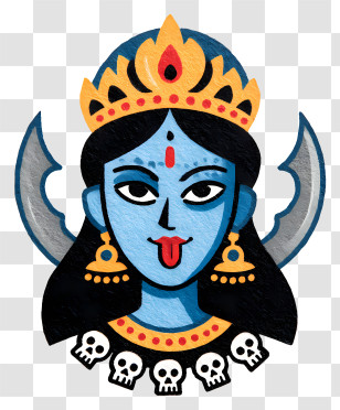 Goddess Kali - Kali Goddess Illustration With Skull Necklace Transparent PNG