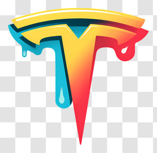 Melting Tesla Logo - Colorful Dripping Logo Transparent PNG