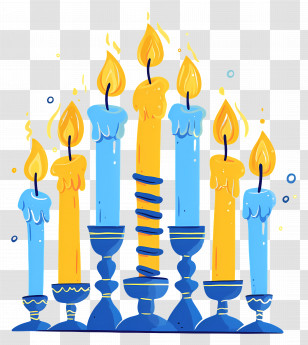 Hanukkah Candles - Blue And Yellow Candles For Hanukkah Celebration Transparent PNG