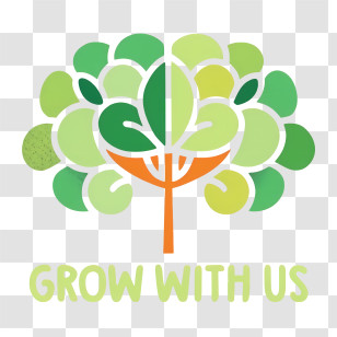 Grow With Us - Eco-Friendly Tree Logo With Green Growth Message Transparent PNG