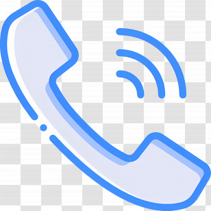 Telephone Call - Modern Blue Phone Icon With Signal Lines Transparent PNG