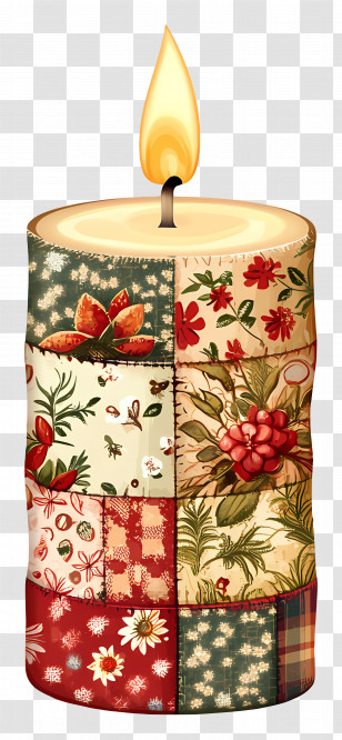 Patchwork Candle - Decorative Candle With Patchwork Design Transparent PNG