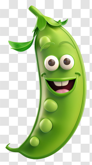 3d Cartoon Vegetable - Cartoon Green Pea Pod With Smile Transparent PNG