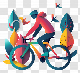 World Bicycle Day - Cyclist Riding Through Nature Transparent PNG
