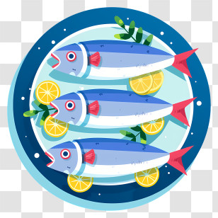 Sardines On Plate - Blue Fish On A Plate With Lemon Transparent PNG