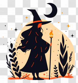 Witch - Mystical Witch Under The Moon Transparent PNG