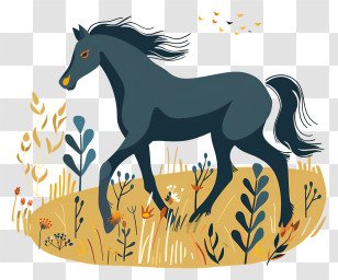 Horse Walking - Illustration Of A Horse In Nature Transparent PNG