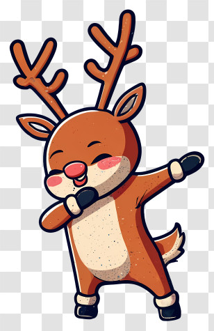 Deer - Cheerful Dabbing Reindeer Cartoon Transparent PNG