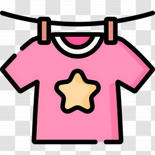 Hanging Cloth - Pink T-Shirt With Star Design Drying On Clothesline Transparent PNG