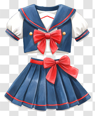 Sailor Uniform - Sailor Suit With Red Bow Transparent PNG
