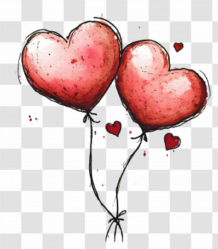 Cute Valentine - Romantic Heart Balloons Transparent PNG