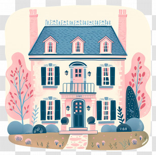 Country House - Cute House Illustration In Pastel Colors Transparent PNG