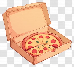 Pizza Box - Pepperoni Pizza In Takeout Box Illustration Transparent PNG