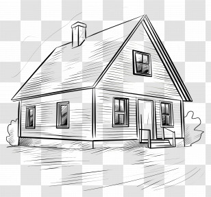 House Outline - Illustrated Sketch Of A Simple House Design Transparent PNG