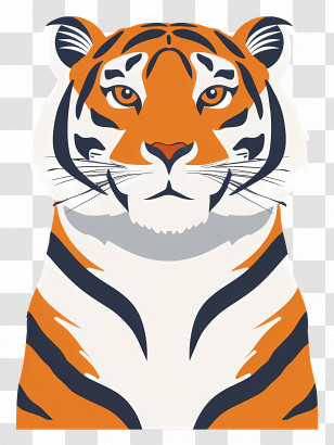 Tiger Face - Illustrated Tiger Face Transparent PNG