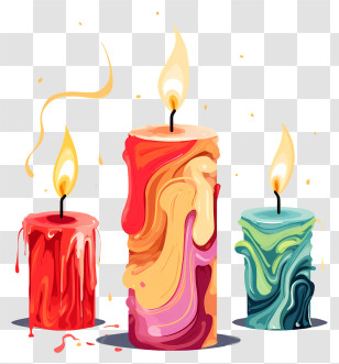 Colorful Candles - Bright And Colorful Melting Candles Transparent PNG