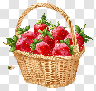 Strawberry Basket Icon - Basket Full Of Fresh Strawberries Illustration Transparent PNG