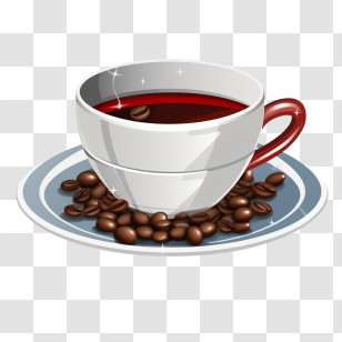 International Coffee Day - Steaming Coffee Cup With Coffee Beans On Plate Transparent PNG