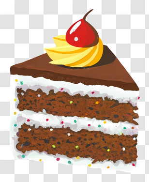 Food - Chocolate Cake Slice With Cherry Transparent PNG