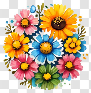 Watercolor Painting - Colorful Floral Pattern Illustration Transparent PNG