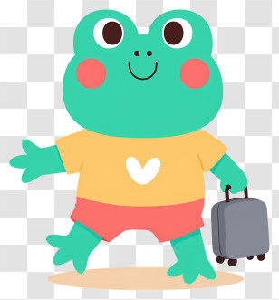 Cartoon Frog - Green Frog With Suitcase Transparent PNG