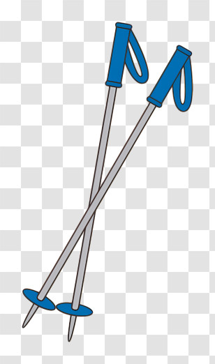 Icon - Blue Ski Poles For Winter Sports Transparent PNG