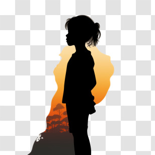 Girl - Silhouette Of A Girl At Sunset Transparent PNG