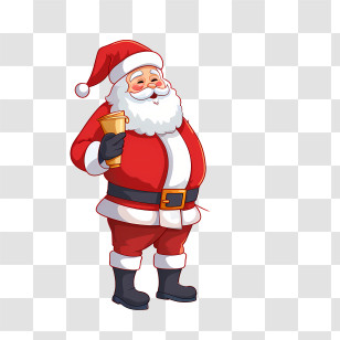 Santa And Gift - Santa Holding A Bell For Christmas Cheer Transparent PNG