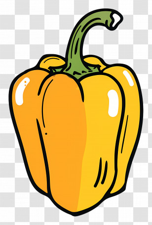 Yellow Bell Pepper - Yellow Bell Pepper Illustration In Cartoon Style Transparent PNG