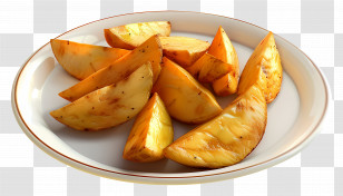 Potato Wedges - Golden Potato Wedges On White Plate Transparent PNG