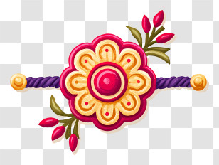 Raksha Bandhan - Decorative Rakhi With Flower Design Transparent PNG