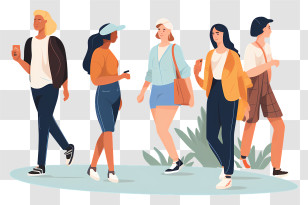 Group Of People Walking - Group Of People Walking Outdoors Transparent PNG