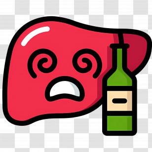 Liver - Dizzy Liver Emoji With Alcohol Bottle Transparent PNG