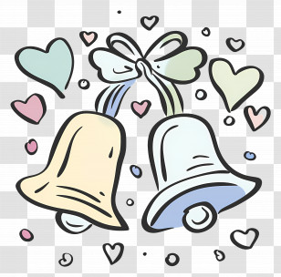 Wedding Bells - Cute Wedding Bells With Hearts Transparent PNG