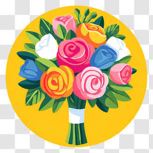 Wedding Bouquet Icon - Colorful Bouquet Of Roses Transparent PNG