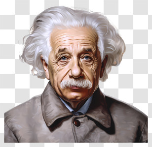Realistic Style Albert Einstein Portrait - Illustrated Portrait Of Scientist In Coat Transparent PNG