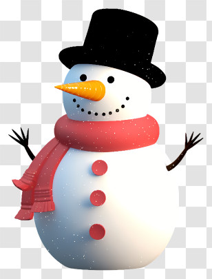 Snowman - Festive Snowman With Hat And Scarf Transparent PNG