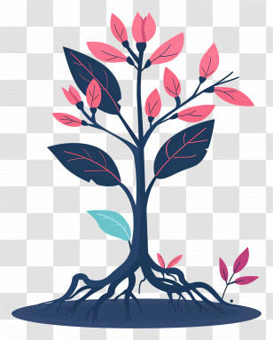 Plant Root - Flowering Tree With Visible Roots Artistic Illustration Transparent PNG