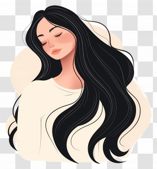 Woman - Elegant Woman Illustration With Flowing Hair Transparent PNG