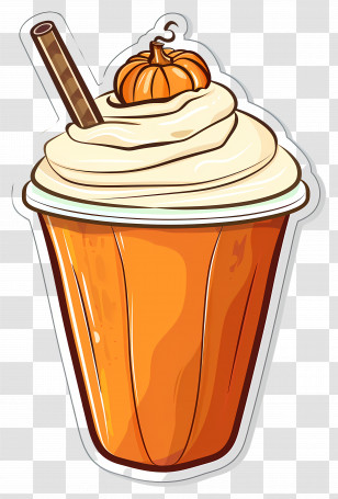 Halloween Milkshake - Pumpkin Milkshake With Whipped Cream Illustration Transparent PNG