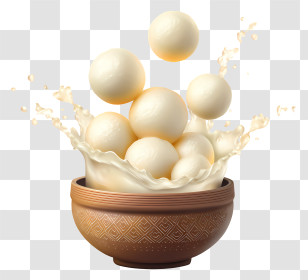 Rasgulla - Milk And Balls In Splashing Motion Transparent PNG